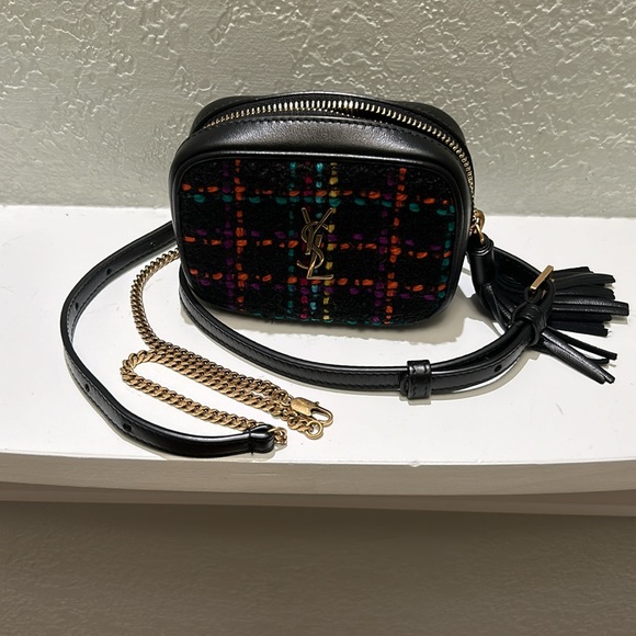 NEW WITH TAGS and box Saint Laurent Marsupio YSL plaque wool tweed belt bag - Picture 3 of 6